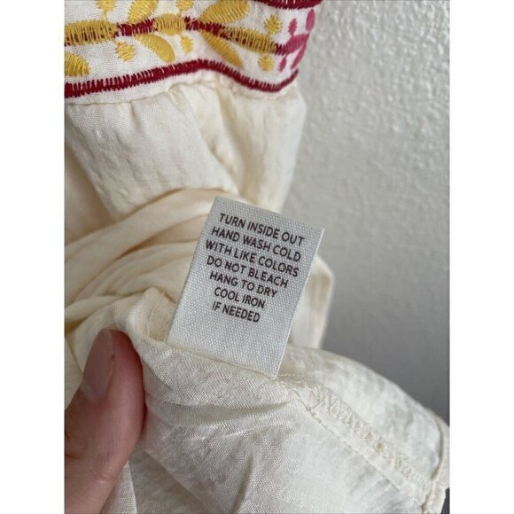 Blu Pepper Embroidered Peasant Top Colorful Details‎ Square Neckline - Picture 9 of 9